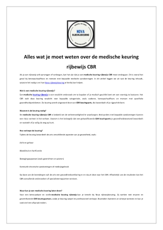 Keuring Rijbewijs – Snel en Betrouwbaar | Nova Rijbewijskeuring