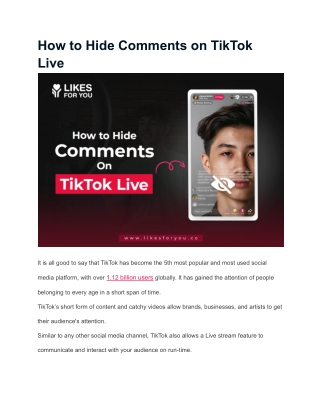 How to Hide Comments on TikTok Live