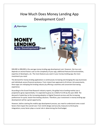 Money Lending App Development Cost – Key Insights
