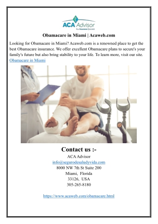 Obamacare in Miami  Acaweb.com