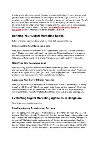Leading Digital Marketing Agency in Bangalore