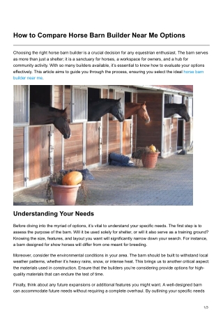 How to Compare Horse Barn Builder Near Me Options