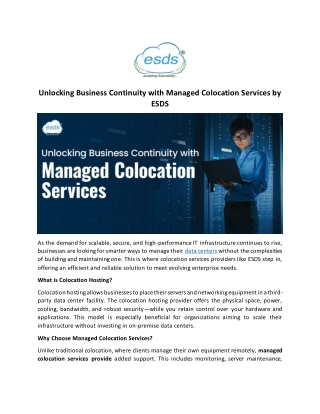 Unlocking Business Continuity with Managed Colocation Services by ESDS