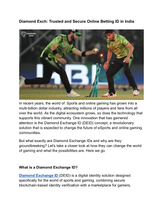 Diamond Exch: Trusted and Secure Online Betting ID in India