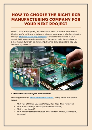 How to Choose the Right PCB Manufacturing Company for Your Next Project