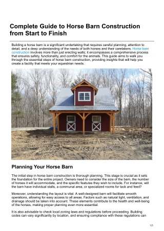 Complete Guide to Horse Barn Construction from Start to Finish