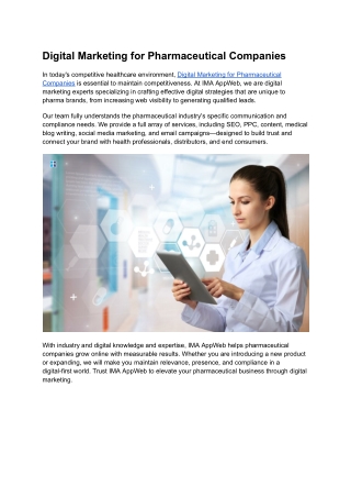 Digital Marketing for Pharmaceutical Companies
