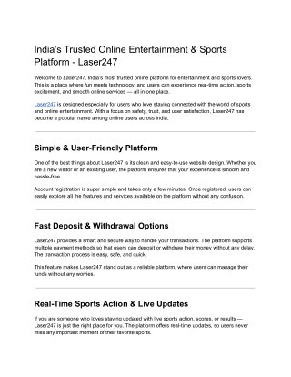 India’s Trusted Online Entertainment & Sports Platform