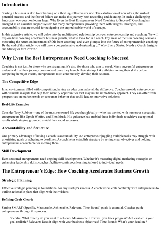 Why Every Startup Needs a Coach: Insights and Strategies for Growth