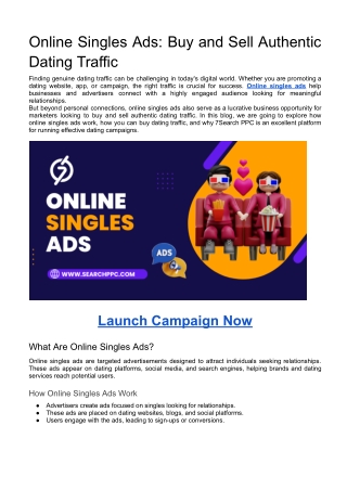 Online Singles Ads: Buy and Sell Authentic Dating Traffic
