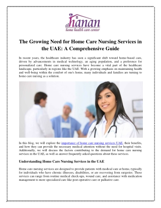 The Growing Need for Home Care Nursing Services in the UAE A Comprehensive Guide