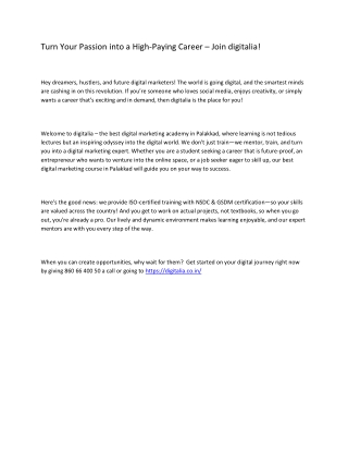 Best Digital Markeing Course In Palakkad