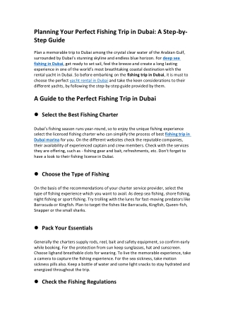 Planning Your Perfect Fishing Trip in Dubai
