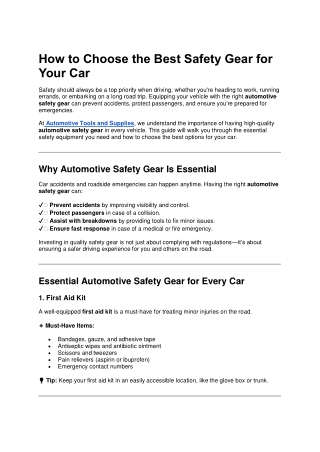 Automotive Safety Gear
