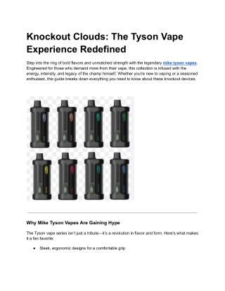 Knockout Clouds_ The Tyson Vape Experience Redefined
