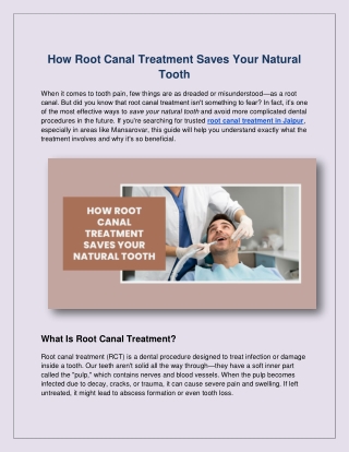 How Root Canal Treatment Saves Your Natural Tooth