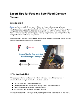 Expert Tips for Fast and Safe Flood Damage Cleanup