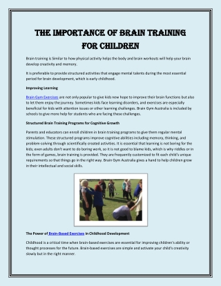 The Importance of Brain Training for Children