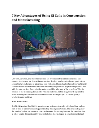 7 Key Advantages of Using GI Coils in Construction and Manufacturing