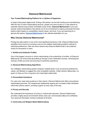 Diamond Matrimonial