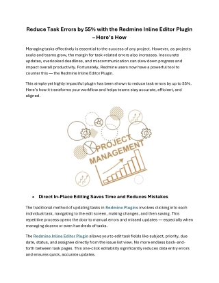 Reduce Task Errors by 55% with the Redmine Inline Editor Plugin – Here’s How