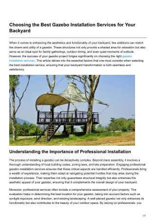 Choosing the Best Gazebo Installation Services for Your Backyard