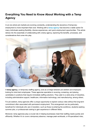 Everything You Need to Know About Working with a Temp Agency