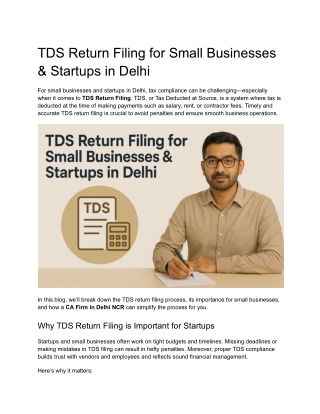 TDS Return Filing for Small Businesses & Startups in Delhi