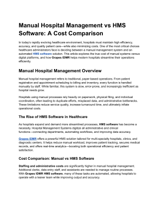Manual Hospital Management vs HMS Software_ A Cost Comparison