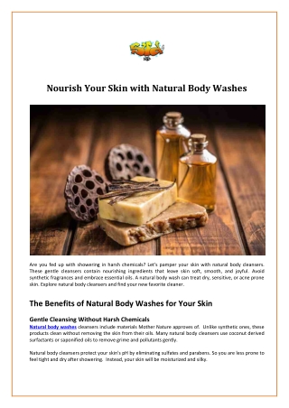 Nourish Your Skin with Natural Body Washes