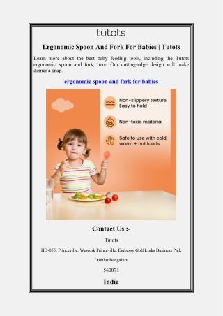 Ergonomic Spoon And Fork For Babies | Tutots