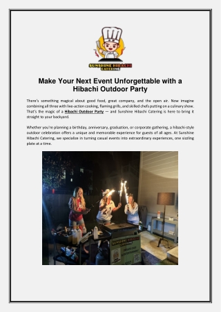 Make Your Next Event Unforgettable with a Hibachi Outdoor Party
