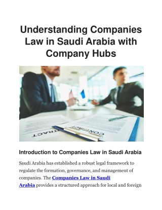 Companies Law in Saudi Arabia | Company Hubs