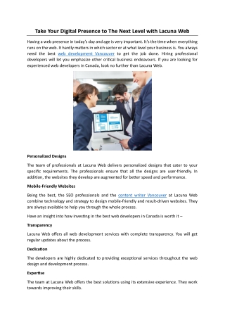 Take Your Digital Presence to The Next Level with Lacuna Web