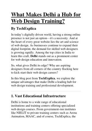 Web Designing courses in Delhi