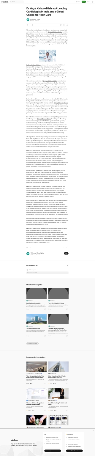 Dr Yugal Kishore Mishra: Global Choice for Heart Care