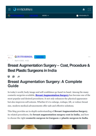 Breast Augmentation Surgery – Cost, Procedure & Best Plastic Surgeons in India