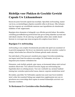 Toename Uw Energie Met Gewichtsverlies Capsules