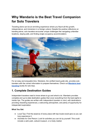 Why Wandario is the Best Travel Companion for Solo Travelers  Ultimate Solo Travel Guide