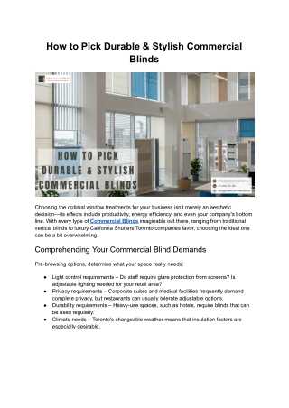 How to Pick Durable & Stylish Commercial Blinds