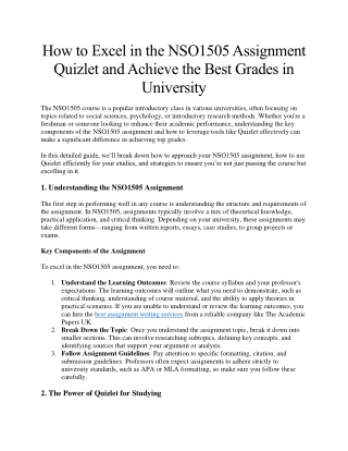 How to Excel in the NSO1505 Assignment Quizlet and Achieve the Best Grades