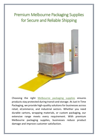 Premium Melbourne Packaging Supplies for Secure and Reliable Shipping