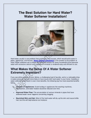 The Best Solution for Hard Water-Water Softener Installation!