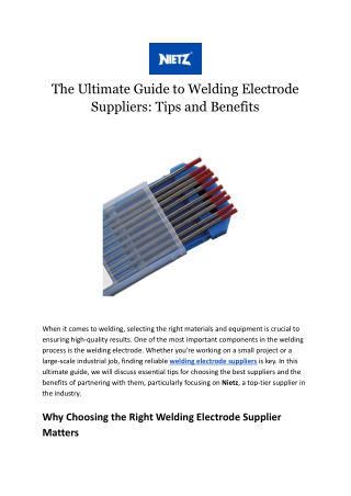 The Ultimate Guide to Welding Electrode Suppliers: Tips and Benefits