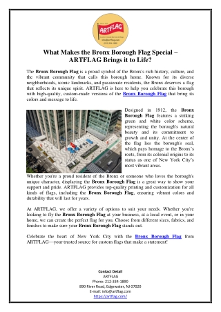 What Makes the Bronx Borough Flag Special – ARTFLAG Brings it to Life