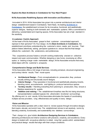 _Explore the Best Architects in Coimbatore for Your Next Project