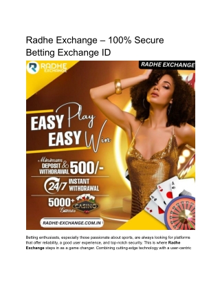 Radhe Exchange – 100% Secure Betting Exchange ID