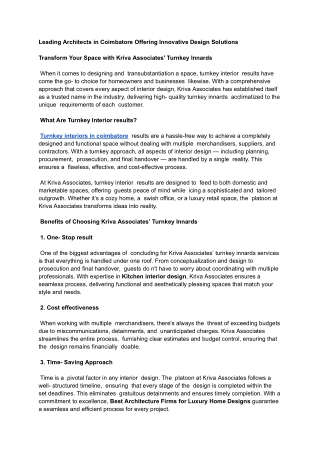 Leading Architects in Coimbatore Offering Innovative Design Solutions