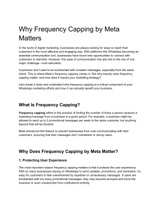 Why Frequency Capping by Meta Matters