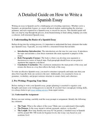 A Detailed Guide on How to Write a Spanish Essay